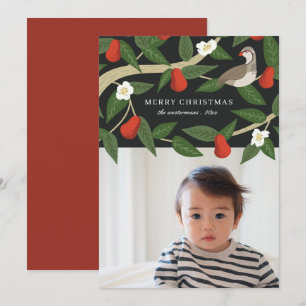 patrijs in een peerboom Kerstfeest met foto's Feestdagenkaart