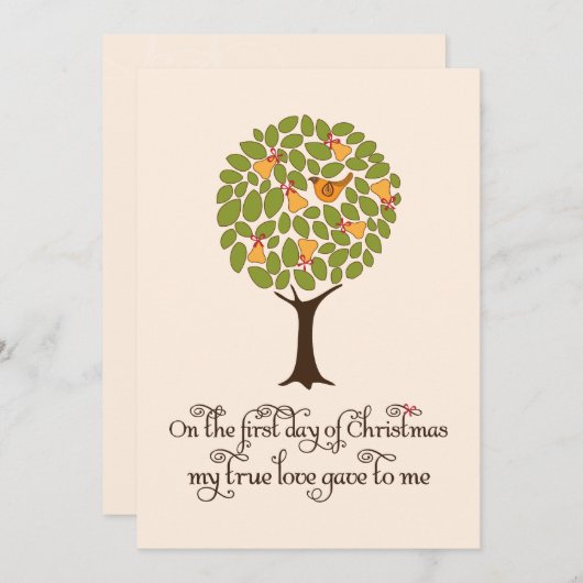 Patrijs in een peervormige kerstcadeau-uitwisselin kaart (Voorkant / Achterkant)