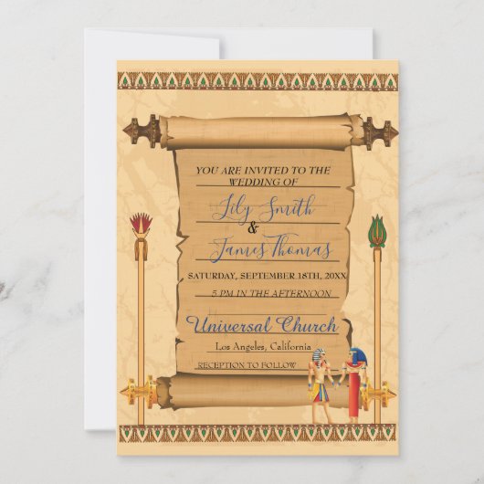 Patrimoine pharaonique faire-part de mariage sur p (Devant)