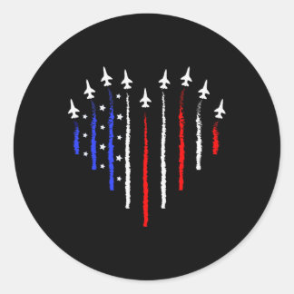 Patriot 4th Fighter Jets Vliegtuig Vlag van de VS  Ronde Sticker