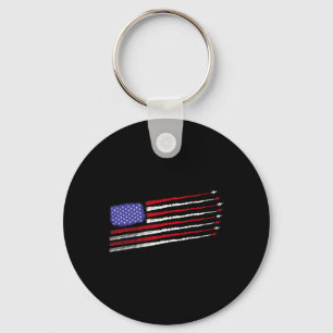 Patriot 4th Fighter Jets Vliegtuig Vlag van de VS Sleutelhanger
