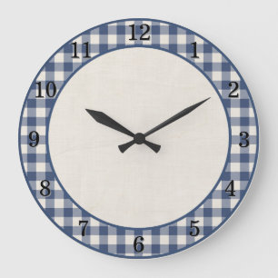 Patriot blauw geruit boerderij keuken wandklok grote klok