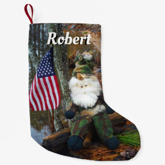 Patriot Camouflage Santa met Amerikaanse vlag Kleine Kerstsok