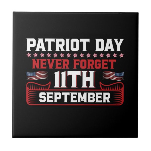Patriot dag nooit vergeten 11 september typograaf tegeltje (Voorkant)