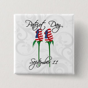 Patriot Day, twee Amerikaanse Rozen Vierkante Button 5,1 Cm