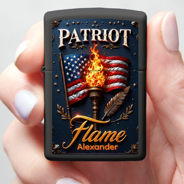 Patriot Flame Torch Quill Flag Case (In Hand)