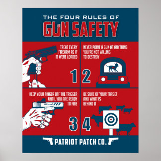 Patriot Patch Co - 4 Rules of Pistool Safety Poste Poster