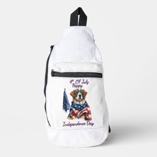 Patriot Pup in Stars and Stripes Onafhankelijkheid Sling Bag (Voorkant)