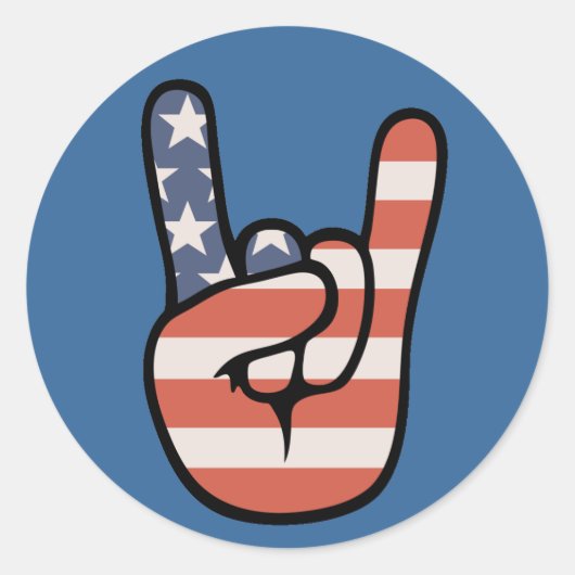 Patriot Rock Hand Ronde Sticker (Voorkant)