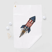 Patriot Rocket 4 juli vintage vuurwerk ontwerp Golfhanddoek (Insitu)