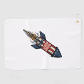 Patriot Rocket 4 juli vintage vuurwerk ontwerp Golfhanddoek (Horizontaal)