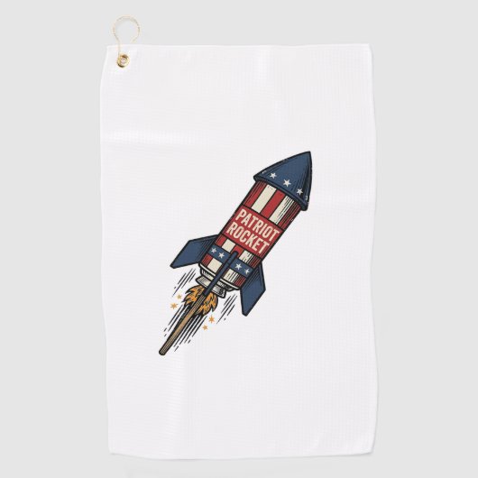 Patriot Rocket 4 juli vintage vuurwerk ontwerp Golfhanddoek (Voorkant)