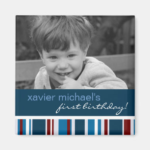 Patriot Stripe Birthday Photo Magnet Magneet