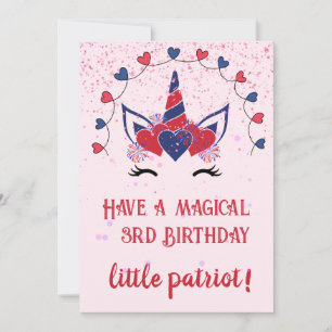 Patriot unicorn scintillante carte d'anniversaire,