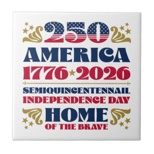 Patriotic 250 America Typography Keramische Tegel Tegeltje