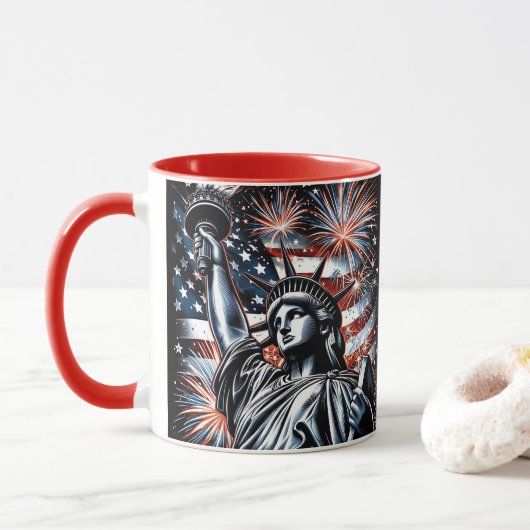 Patriotic 4th of July Mug USA Independence Day (Avec donut)