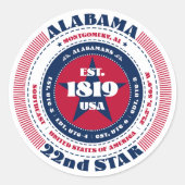 Patriotic Alabama Circle Design Sticker (Voorkant)