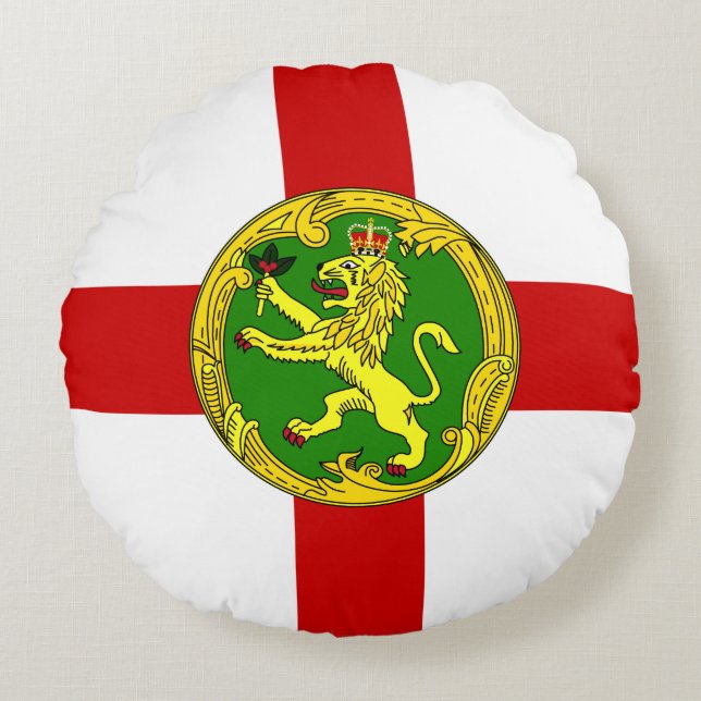 Patriotic Alderney Flag Rond Kussen (Voorkant)