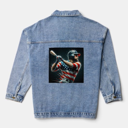 Patriotic American Baseball Denim Jacket (Achterkant)