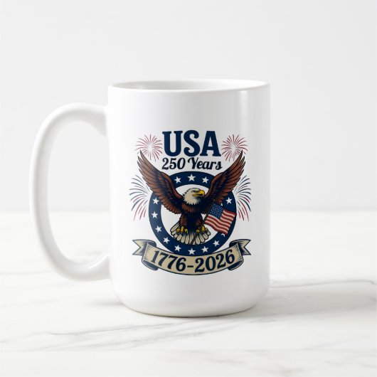 Patriotic American Eagle 250 Years 1776-2026 Koffiemok (Links)