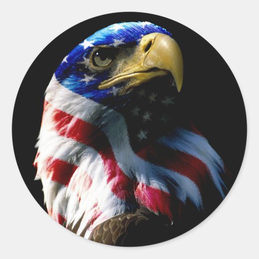 Patriotic American Eagle Ronde Sticker (Voorkant)
