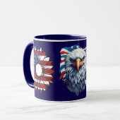 Patriotic American Eagle Sunflower Flag Navy Combo Mok (Voorkant links)