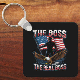 Patriotic American Eagle The Real Boss Design Sleutelhanger
