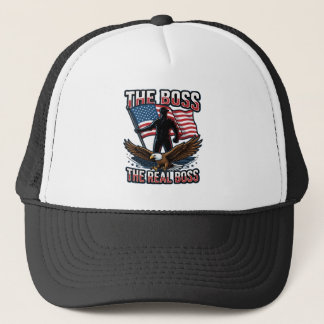 Patriotic American Eagle The Real Boss Design Trucker Pet
