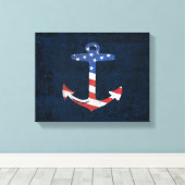 Patriotic American Flag Anchor Nautical US Canvas Afdruk (Insitu (Houten vloer))