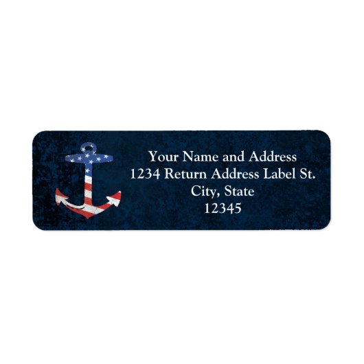 Patriotic American Flag Anchor Nautical US Etiket (Voorkant)