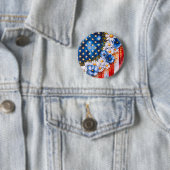 Patriotic American Flag Floral Glitter Button (In situ)