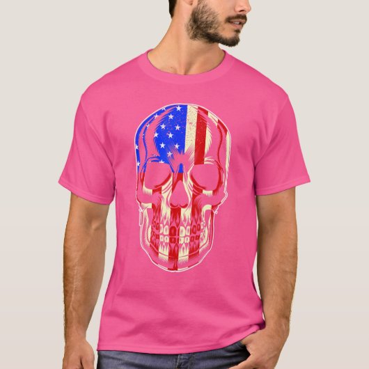 Patriotic American Flag with Skull Bundle for Men T-shirt (Voorkant)