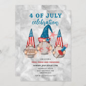 Patriotic American Gnomes 4th Of July Invitations (Devant / Derrière)