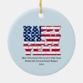 Patriotic American HAPPY NEW YEAR 2026 Keramisch Ornament (Achterkant)