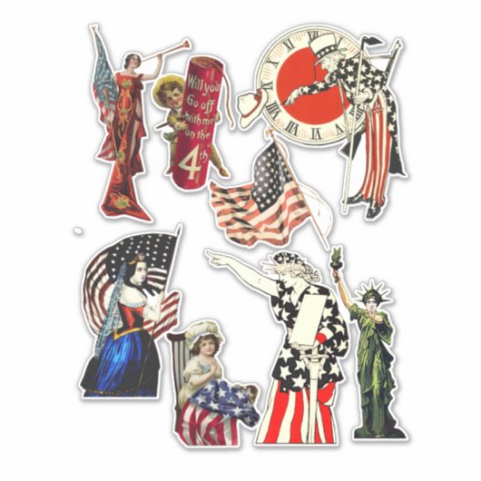 Patriotic Americana 4 juli Art Collag Sticker (Voorkant)