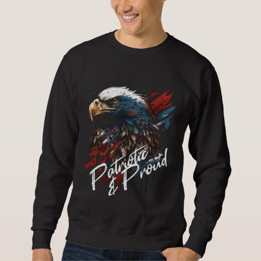 Patriotic and Proud Bald Eagle 4th of July Trui (Voorkant)