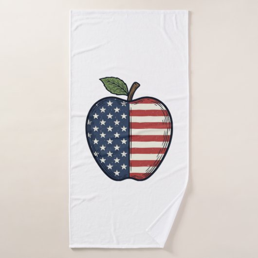 Patriotic Apple Vintage Engraving Vector Design_1 (Serviette de bain)