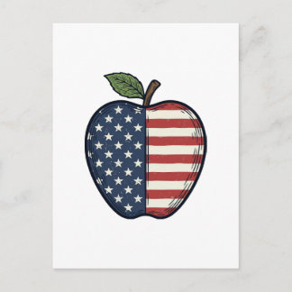 Patriotic Apple Vintage Engraving Vector Design_1 Briefkaart