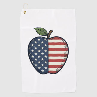 Patriotic Apple Vintage Engraving Vector Design_1 Golfhanddoek