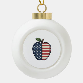 Patriotic Apple Vintage Engraving Vector Design_1 Keramische Bal Ornament
