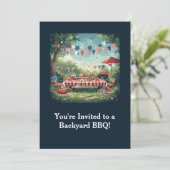 Patriotic Backyard BBQ Scene – 4th of July Kaart (Staand voorkant)