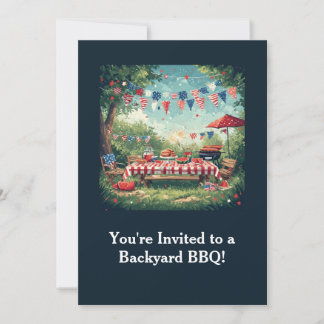 Patriotic Backyard BBQ Scene – 4th of July Kaart