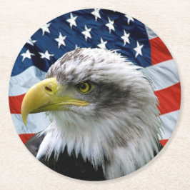 Patriotic Bald Eagle American Flag Ronde Kartonnen Onderzetter