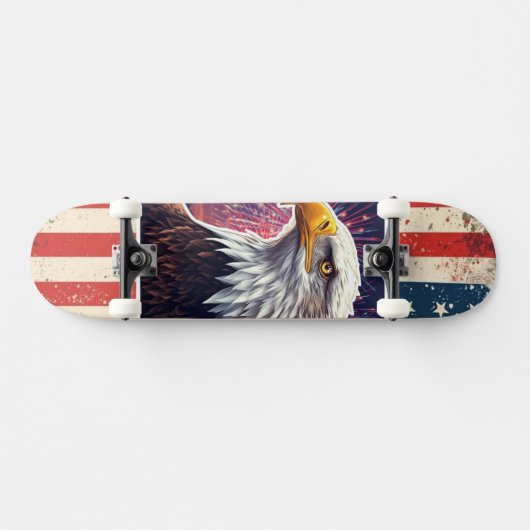 Patriotic Bald Eagle American Flag Skateboard Deck (Horz)