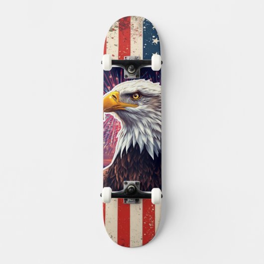 Patriotic Bald Eagle American Flag Skateboard Deck (Recto)