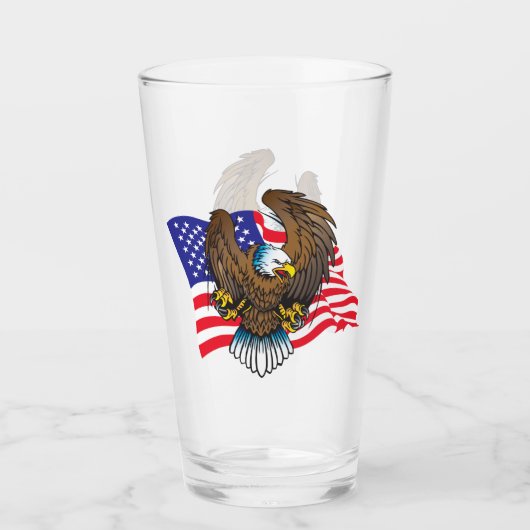 Patriotic Bald Eagle en Flag Glas (Voorkant)