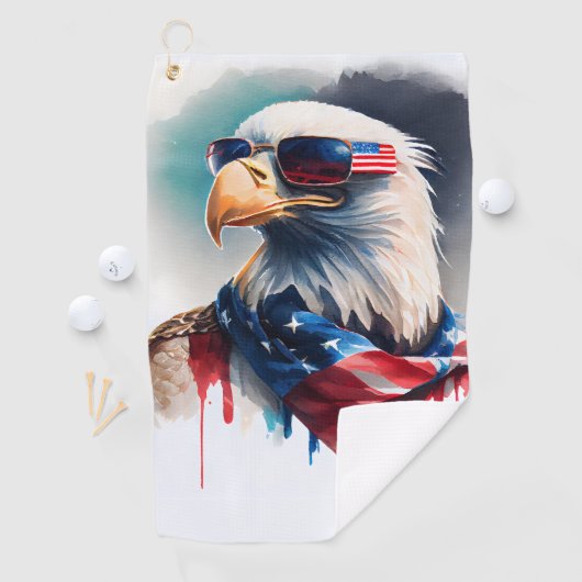 Patriotic Bald Eagle Golfhanddoek (Insitu)