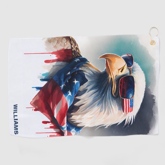 Patriotic Bald Eagle Golfhanddoek (Horizontaal)