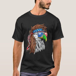 Patriotic Bald Eagle Mullet USA American Flag 4th T-shirt