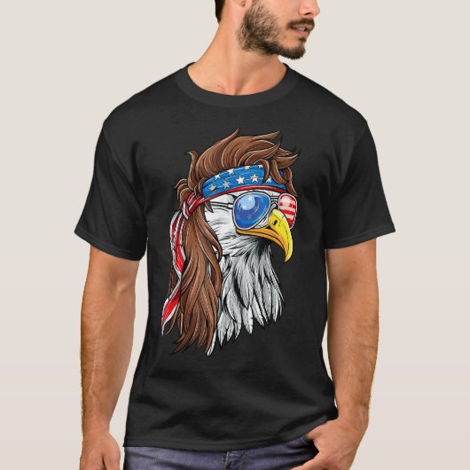 Patriotic Bald Eagle Mullet Verenigde Staten Ameri T-shirt (Voorkant)